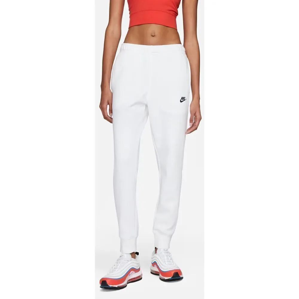 Nike Club Fleece Joggers Womens Small White Sweatpants Embroidered Swoosh - flaw